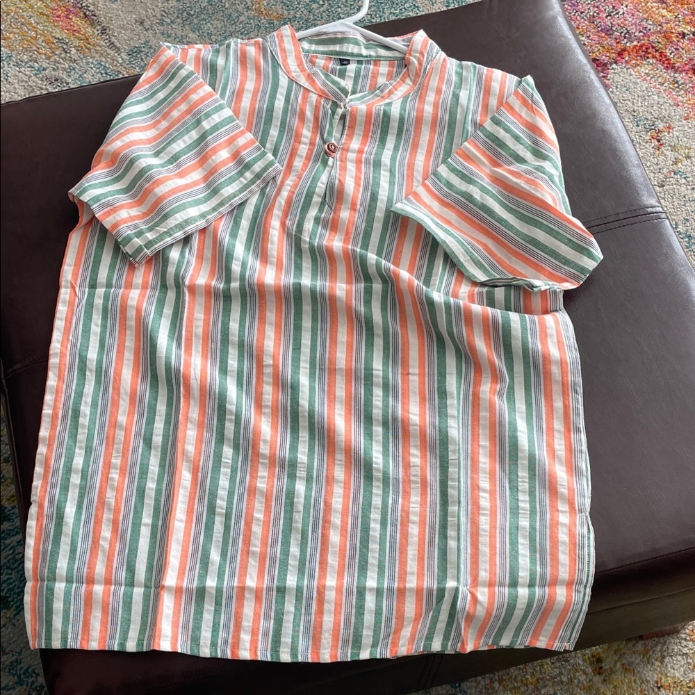 Striped Green and Orange Women's Top